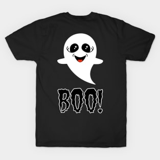 Boo!  Cute Little Ghost on Black T-Shirt